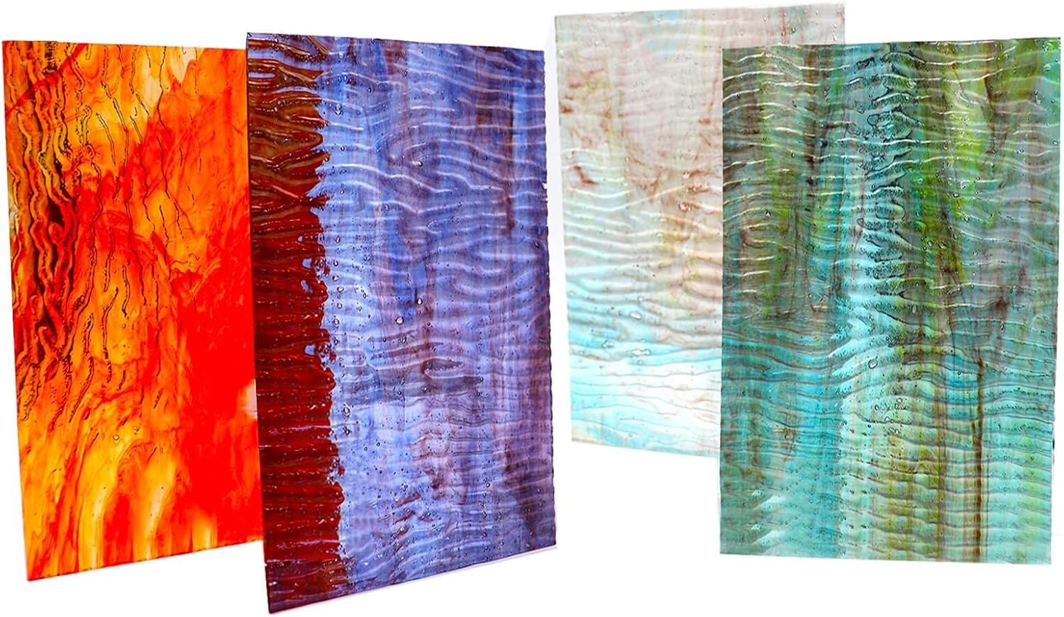 12 Sheets Textured Stained Glass Variety Pack – 4×6 Inch Art Deco Style Tiles