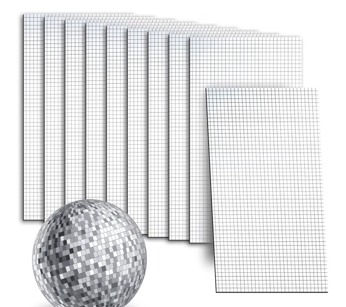 18000 Pcs Silver Mini Square Disco Tiles 5×5 mm Self Adhesive Mirror Mosaic Tile