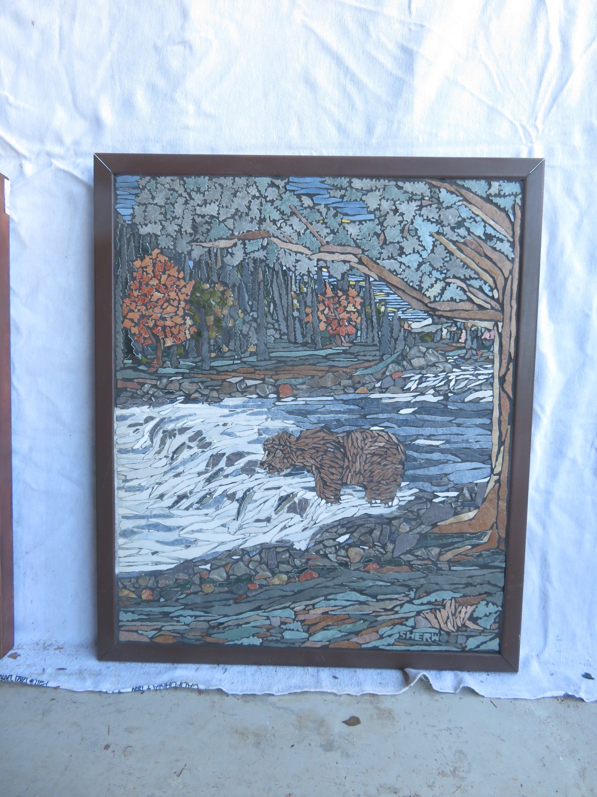 Original Custom one of a kind Tile Mosaic 24w x 36h Salmon Fishing