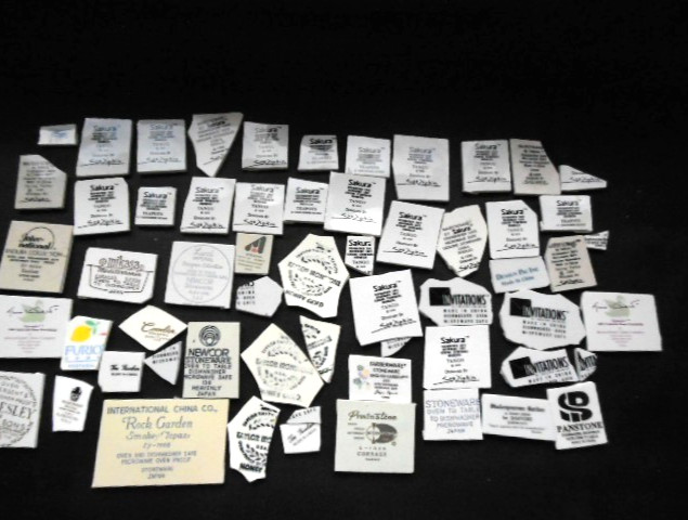 Over 2 lbs Mosaic Tiles of Dinner Plate Logos Names Sakura G. Vanderbilt & More