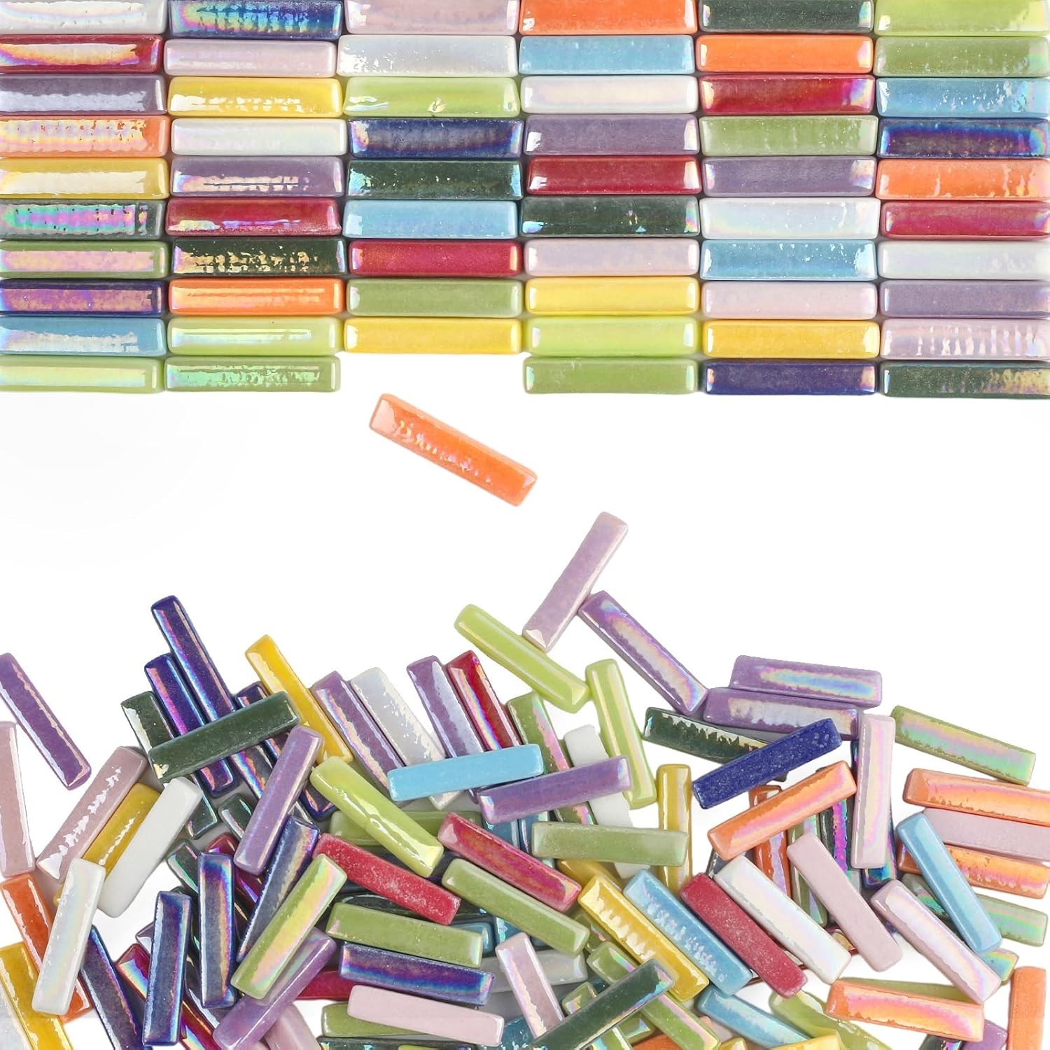 200g Bulk – Assorted Iridescent Mosaic Glass Pieces – for DIY Art – Gifts Idea!!