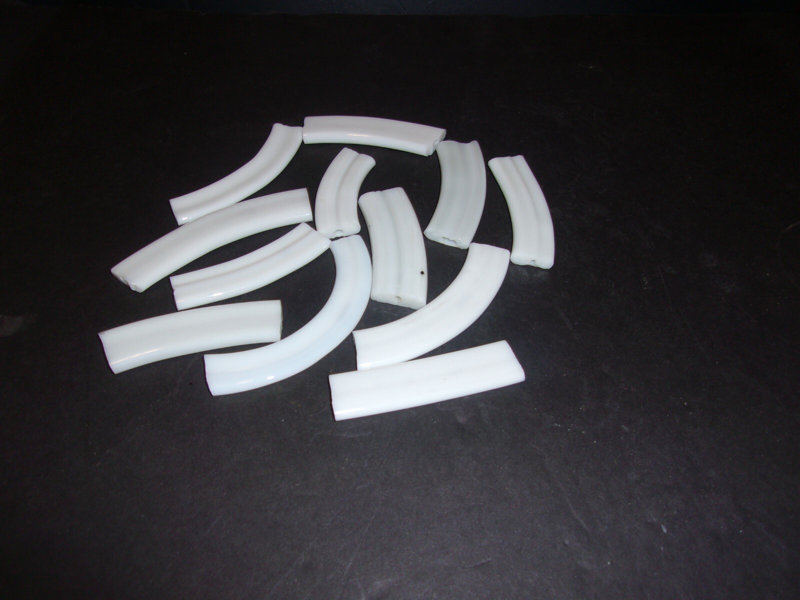 12 Curved Glass pieces for Mosaics Crafts Wall Artwork Center Hole 2″- 3″ Long