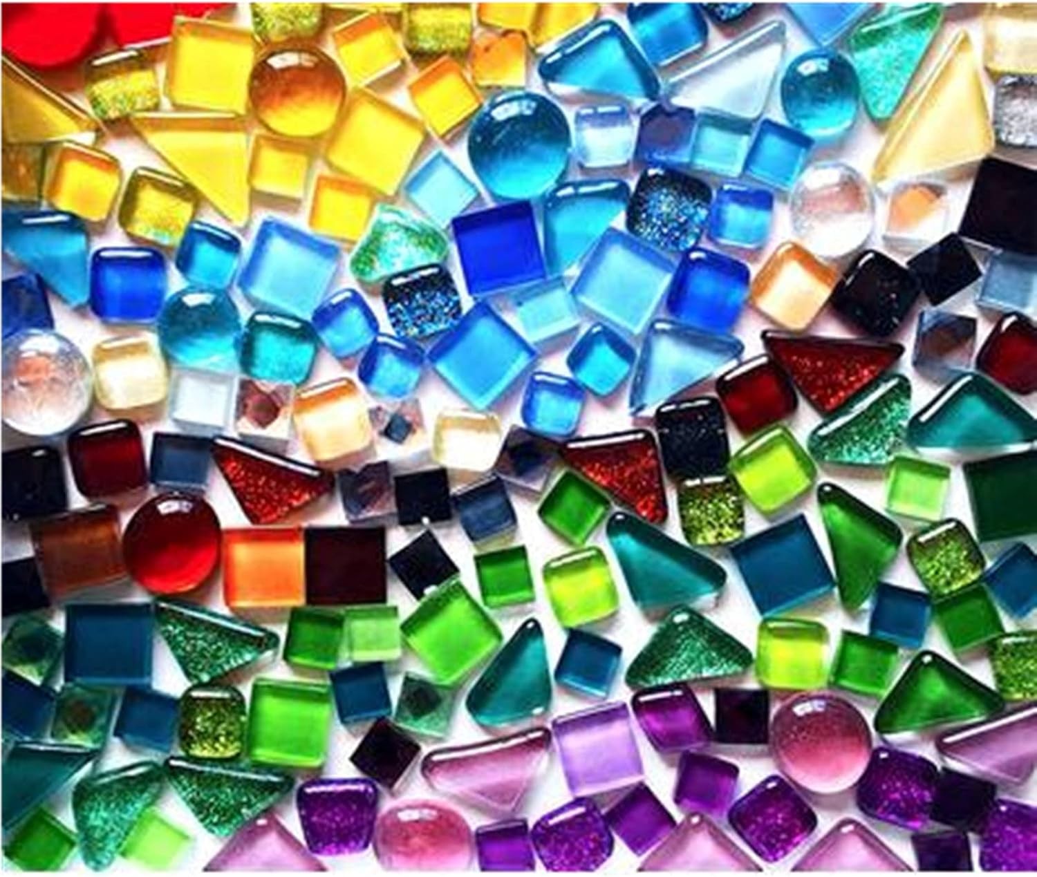 500g Mosaic Tiles for Crafts – Irregular Mini Crystal Tiles 0.4×0.4″ Mixed Color