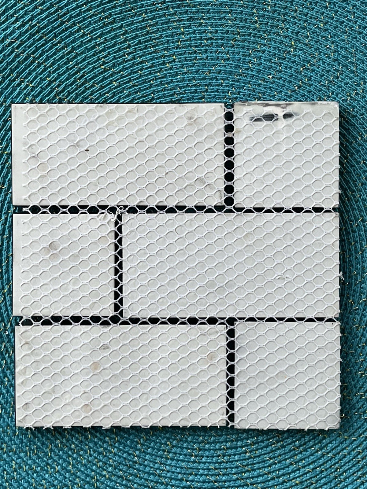 Black Blue Multicolor Glass Mosaic Tile Sheet Assorted Rectangles on Mesh