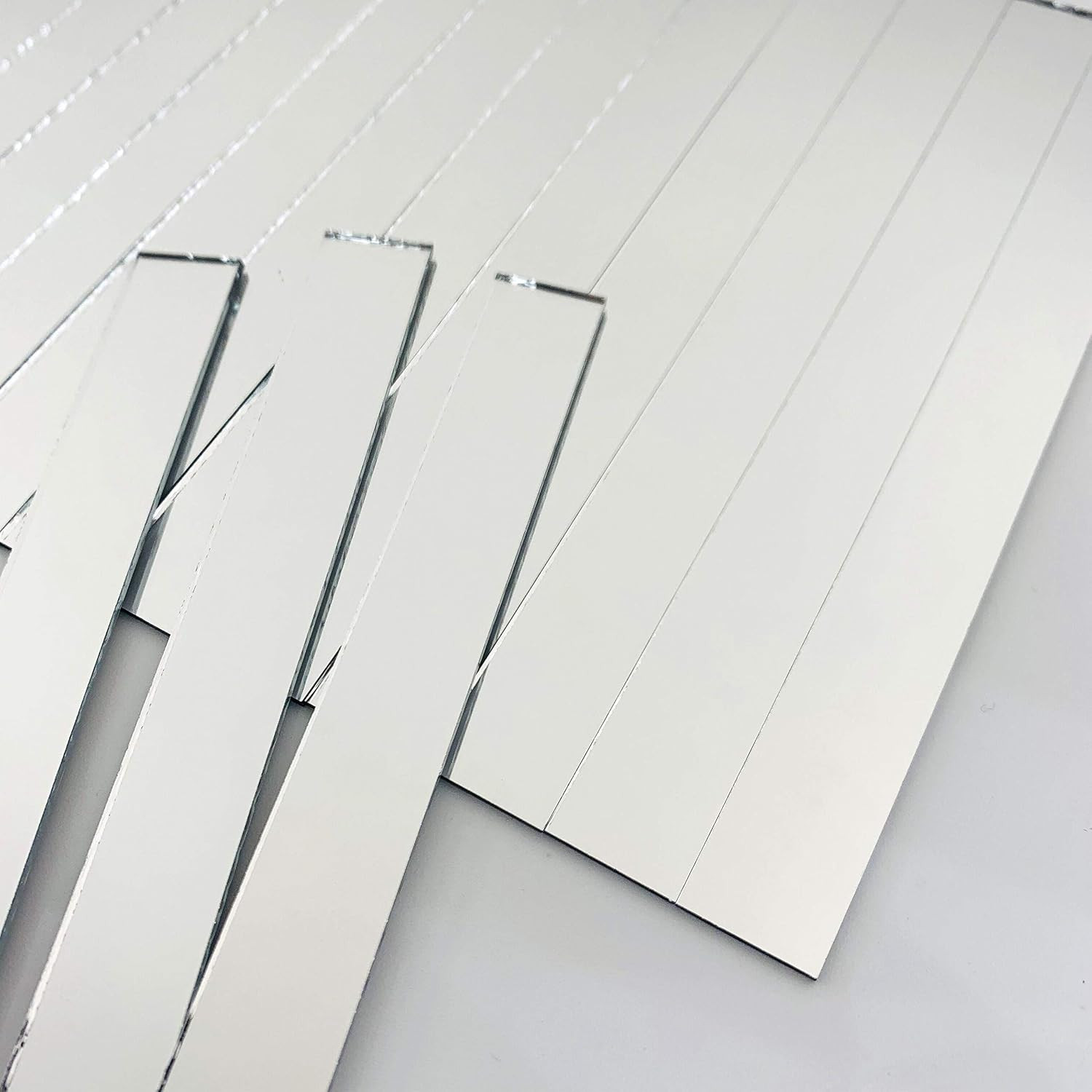 50 Pcs 1/2” x 5” Rectangle Mirror Tiles Glass Mosaic Shapes (1/2” x 5”)