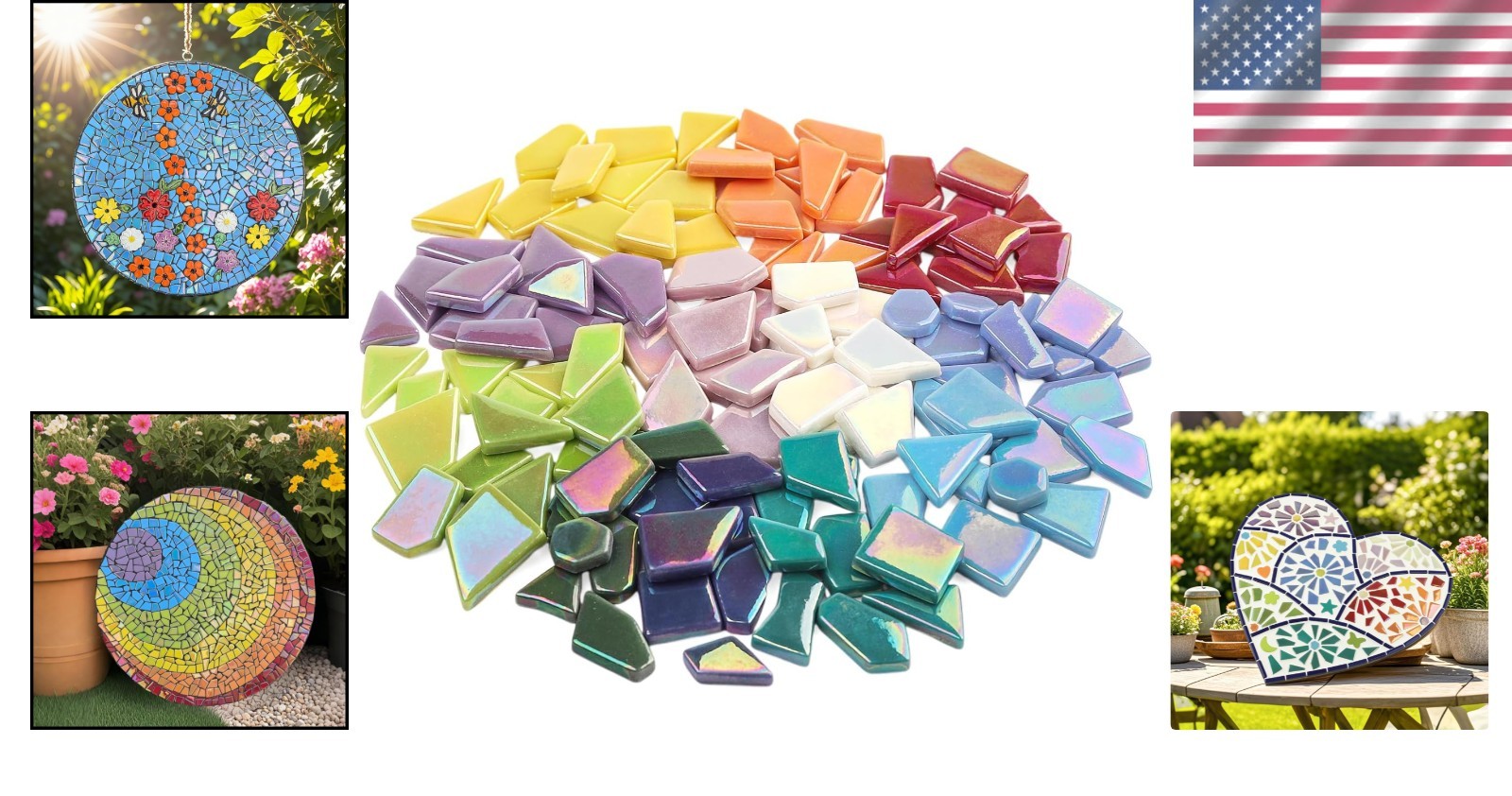 Iridescent Glass Mosaic Tiles, 200G Bulk Broken Pieces for DIY Crafts