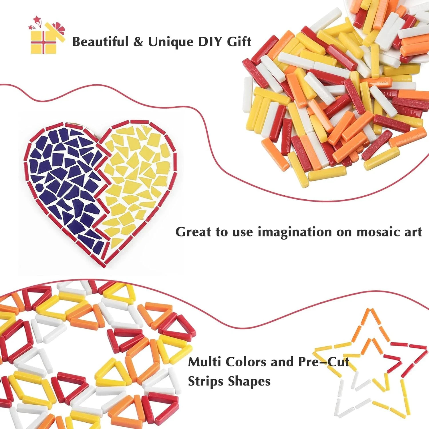 Mosaic Tiles Bulk 200G Mixed Color Glass Pieces Strips DIY Crafts Art Projects
