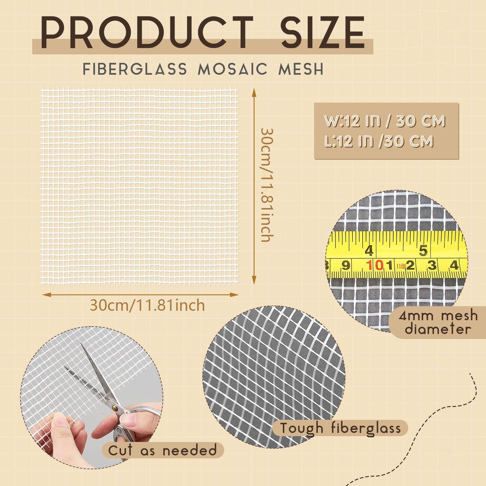 12Pcs Mosaic Grid Tile Mesh Mesh Backing Sheet Waterproof Fiberglass Mosaic