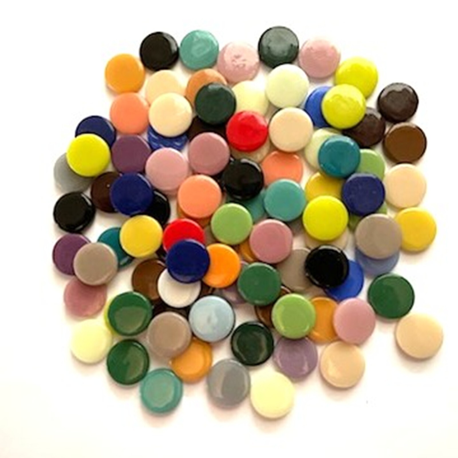 50 tiles 18 mm Glossy Recycled Round Glass Mosaic Tile Pieces – Mixed Colors