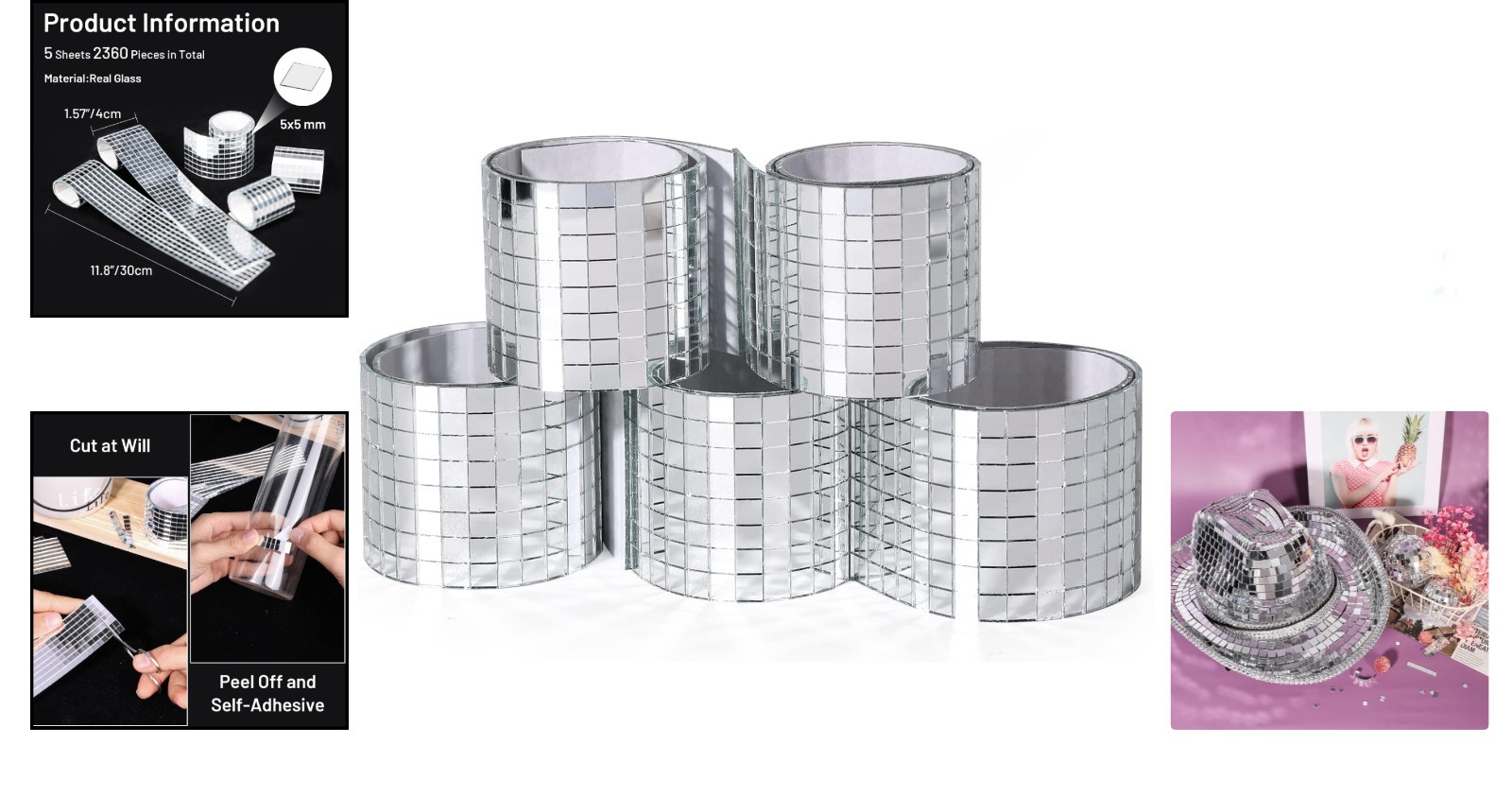 2360 PCS Self-Adhesive Silver Mosaic Tiles – 5×5 mm Mirror Squares for DIY Decor