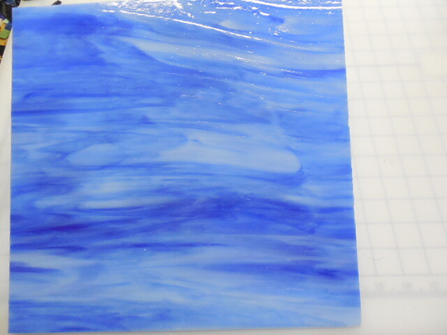 Blue Wave Wispy Opal 4×7 Stained Glass SHEETS OR 110 Mosaic Tiles