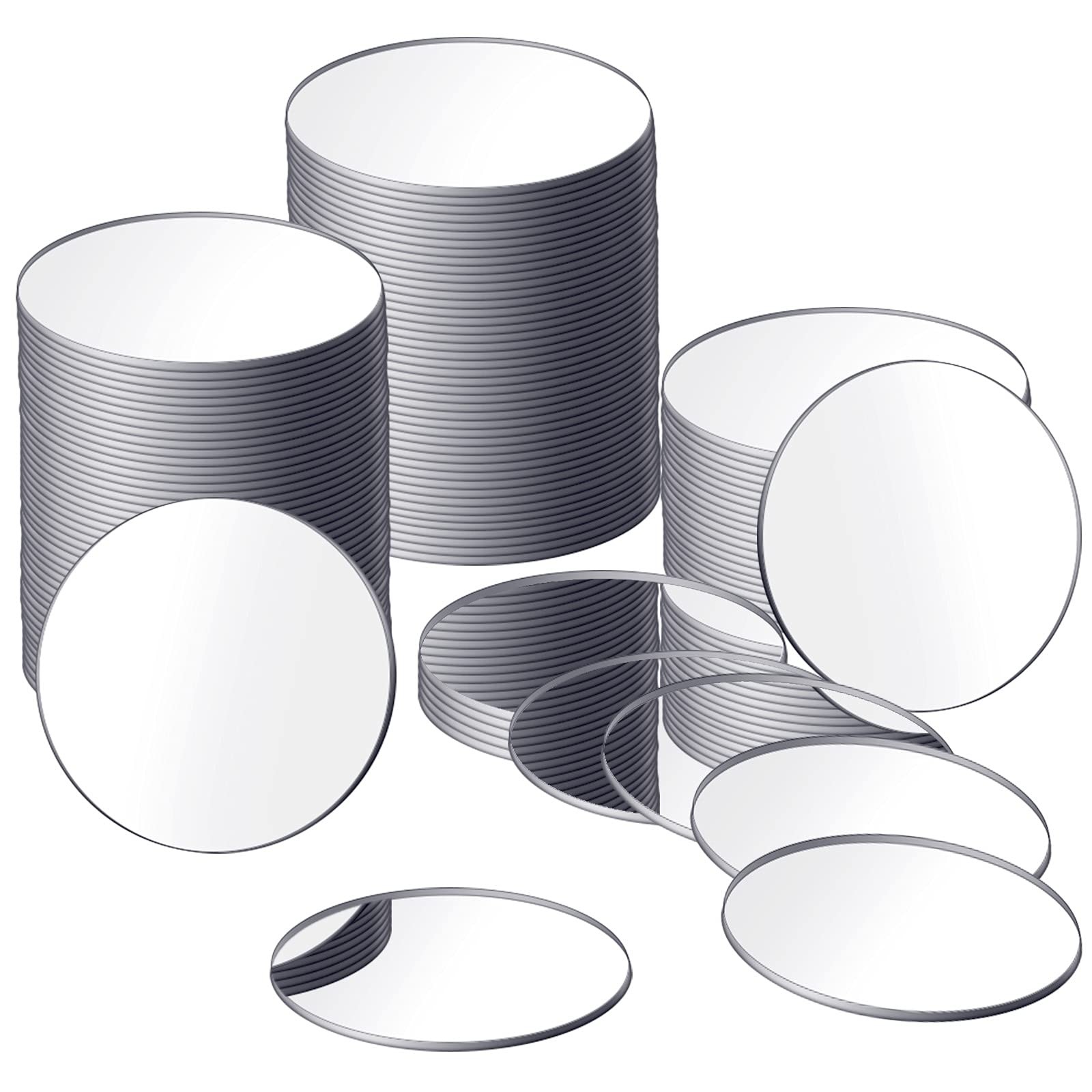 25 PCS Small Round Mirrors For Crafts Adhesive Tiles Centerpieces DIY 5 Inch