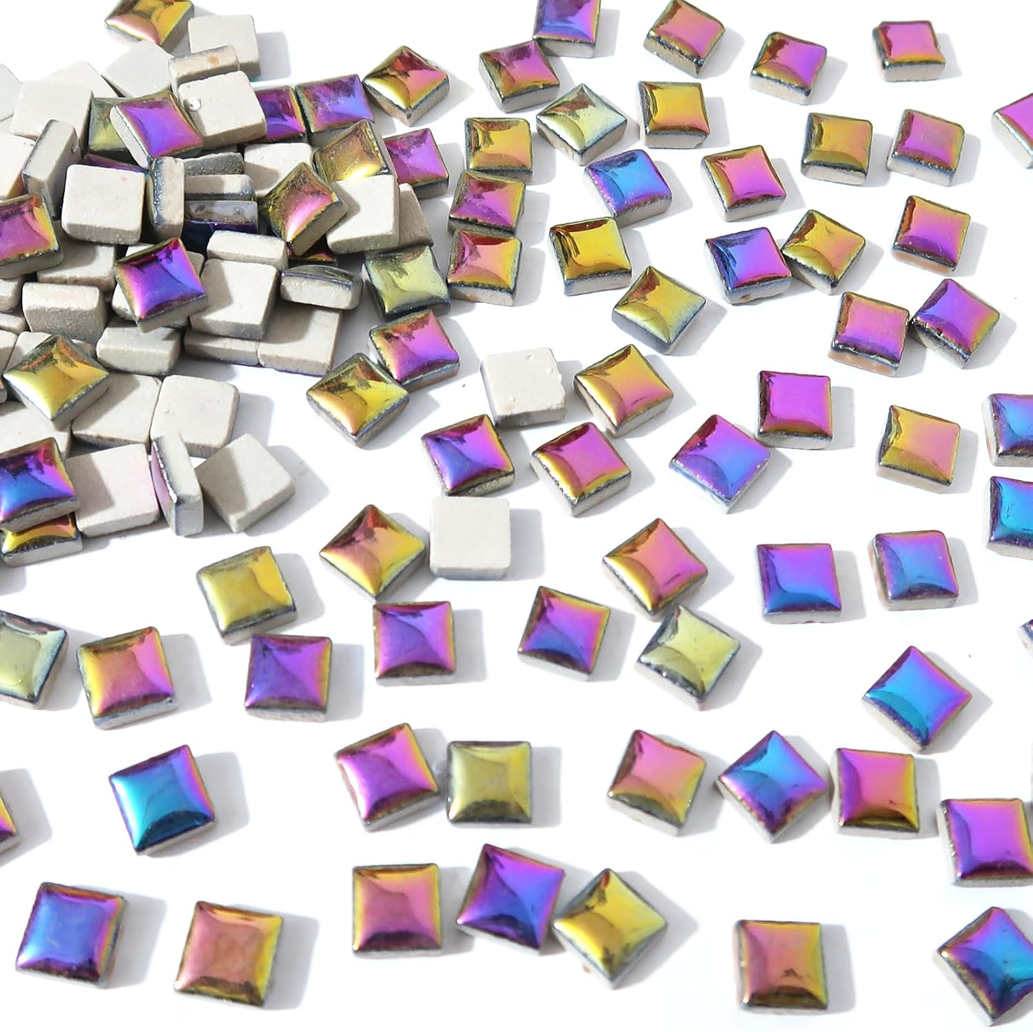 100 Pieces Square Mosaic Tiles for Crafts Bulk, Ceramic Mosaic Pieces 16 Colors