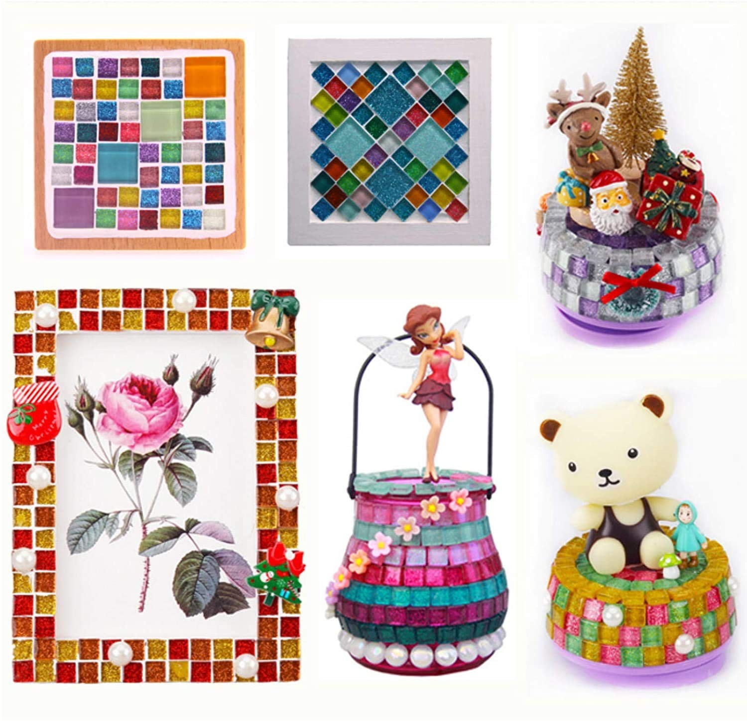 Mosaic Tiles,Glass Tiles, Shine Crystal Mosaic Glass Pieces Bulk Square Glitt…