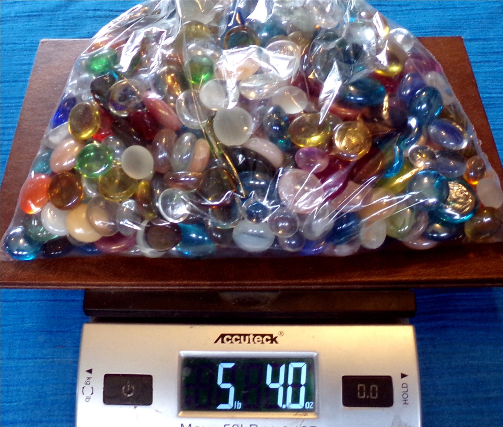 GLASS GEMS: 5 LB Bulk Lot, Mixed Color Mosaic Collage Artist Flatback Marble Gem