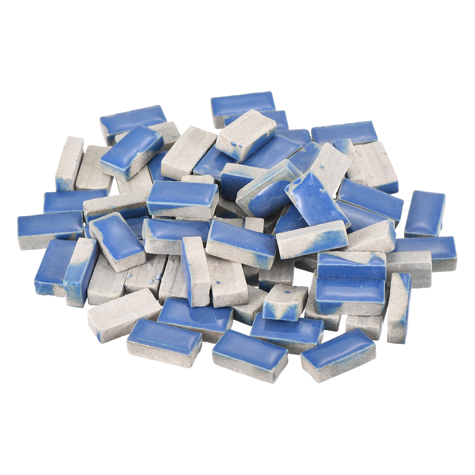 250g Ceramic Mosaic Tiles for Crafts Bulk, Rectangle Blue Ceramic Tiles
