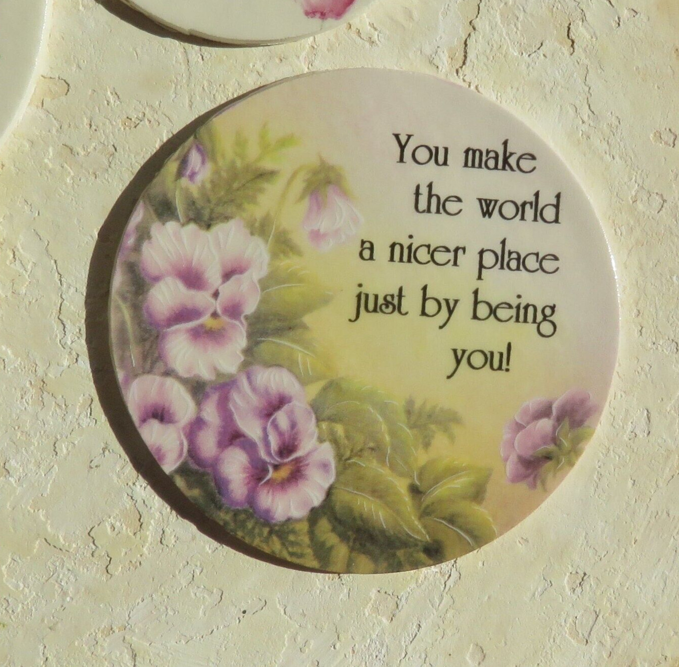Mosaic Tiles Focal Bouquet poem Pansy Garden Chic Fired Ceramic OL165