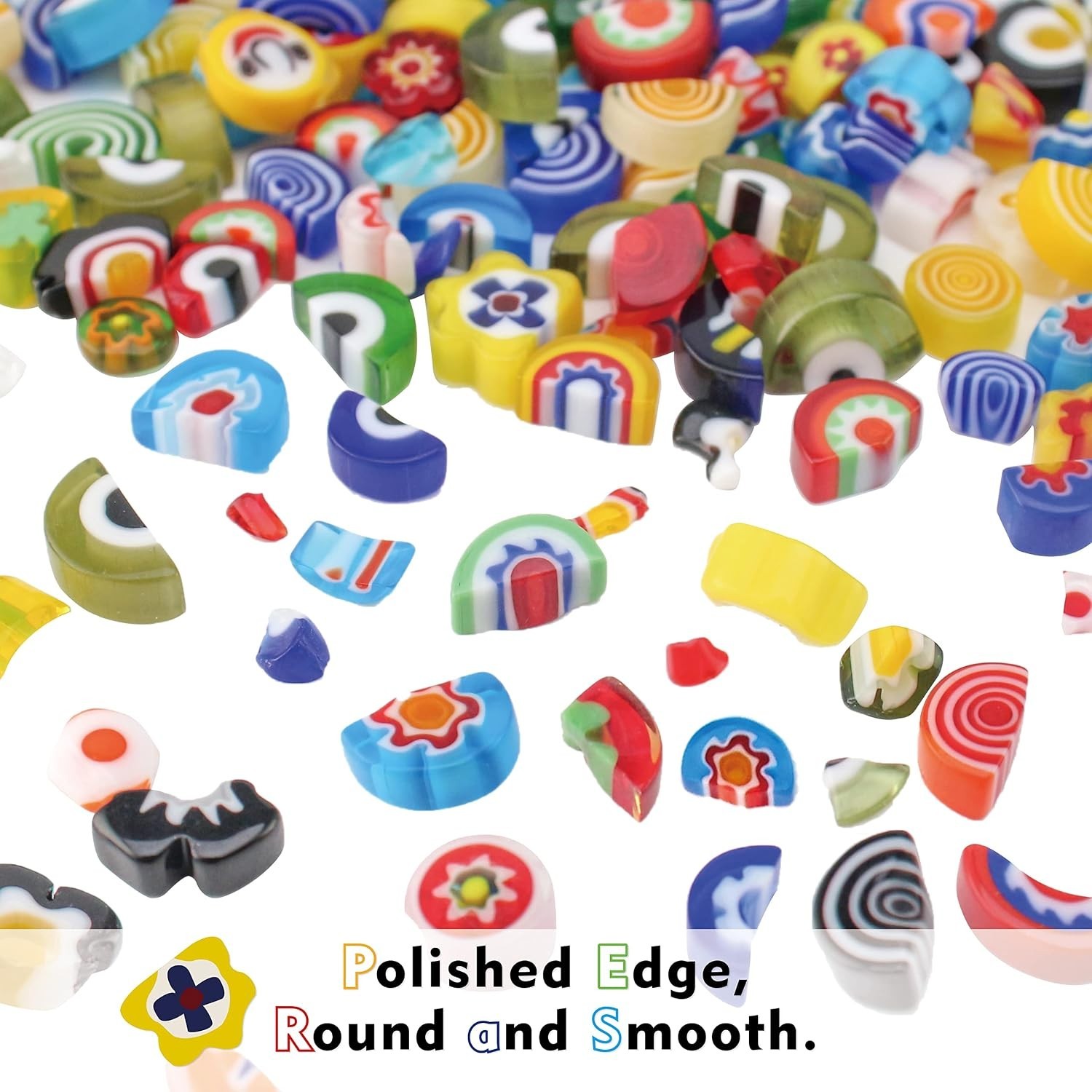 Millefiori Glass Mosaic Tiles, 100g, Irregular Pieces, Assorted Colors