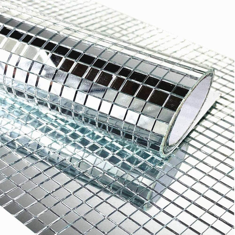 Self Adhesive Real Glass Silver Mirrors Mosaic Tiles Sticker for Craft Square Gl