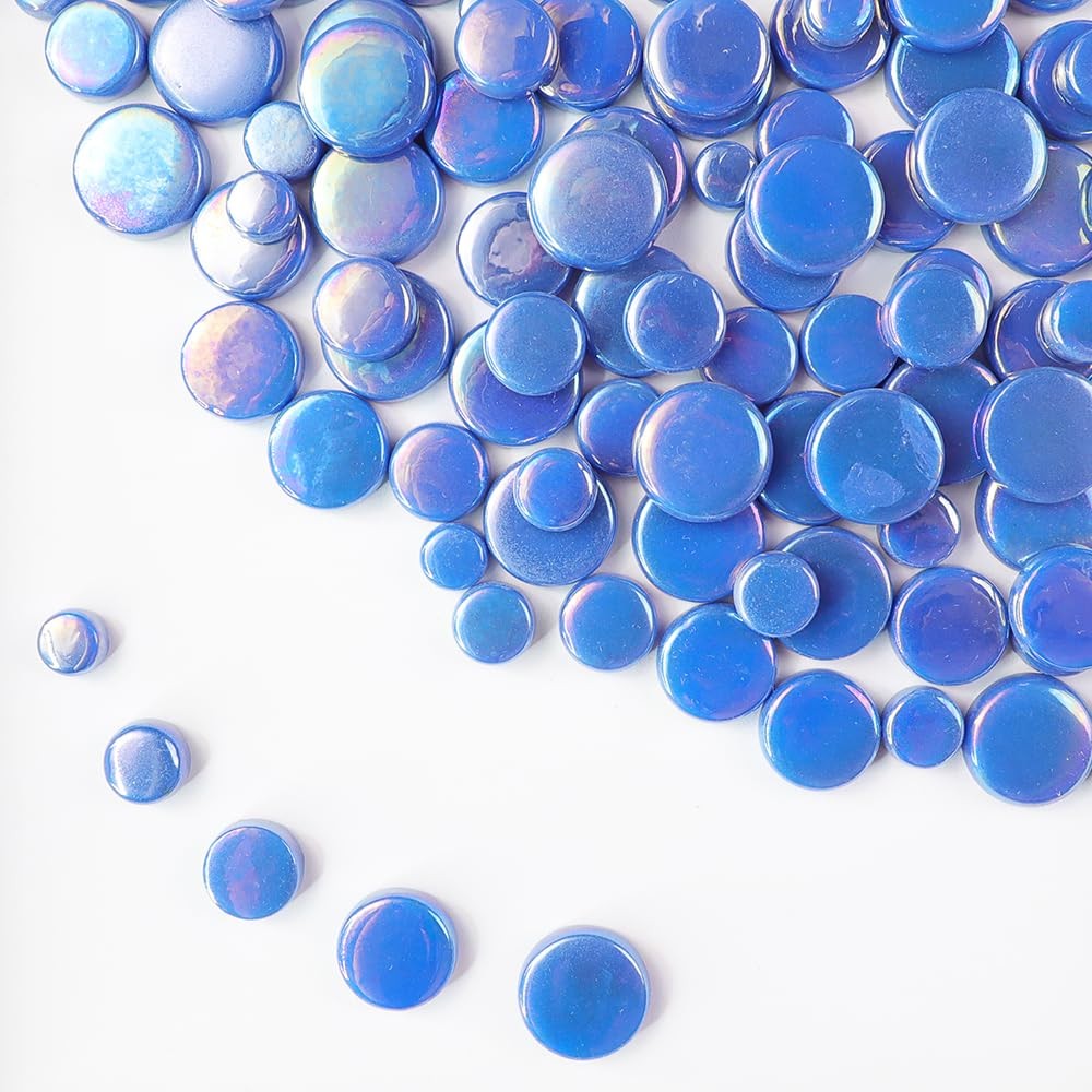 1 LB Penny Round Mosaic Tiles, 10mm ~20mm 5sizes Iridescent Rounds Recycled G…