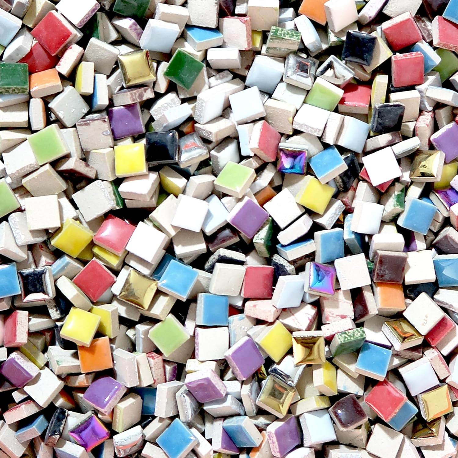 200 Pieces Square Mosaic Tiles for Crafts Bulk, 12Mm Stained Ceramic Mosaic Piec