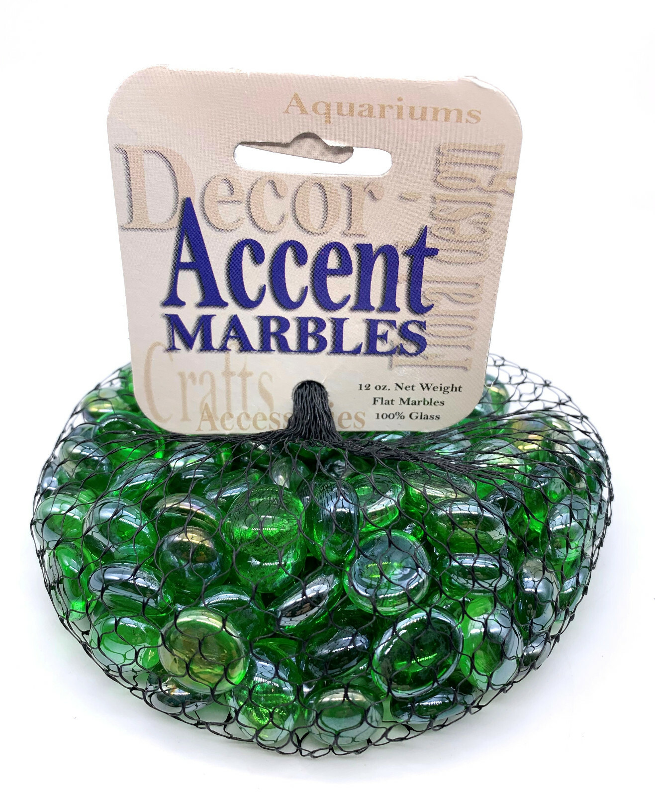 1/2″ Green Round Iridescent Flat Glass Gems Mega Marbles Vacor Net Bags Art Craf
