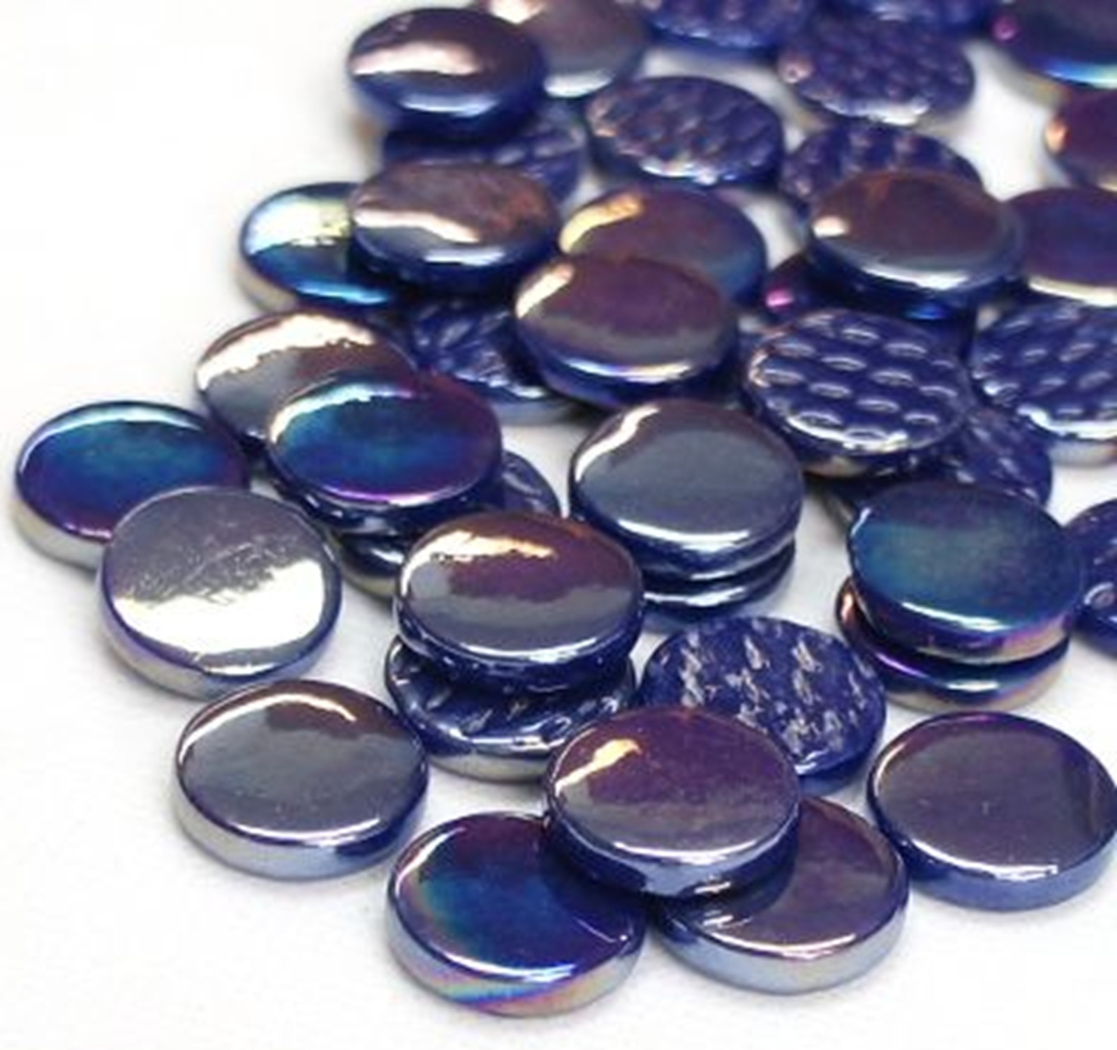 Pearlized Royal Blue 18 mm Glossy Round Glass Mosaic Tile Pieces 4 mm – 25 tiles