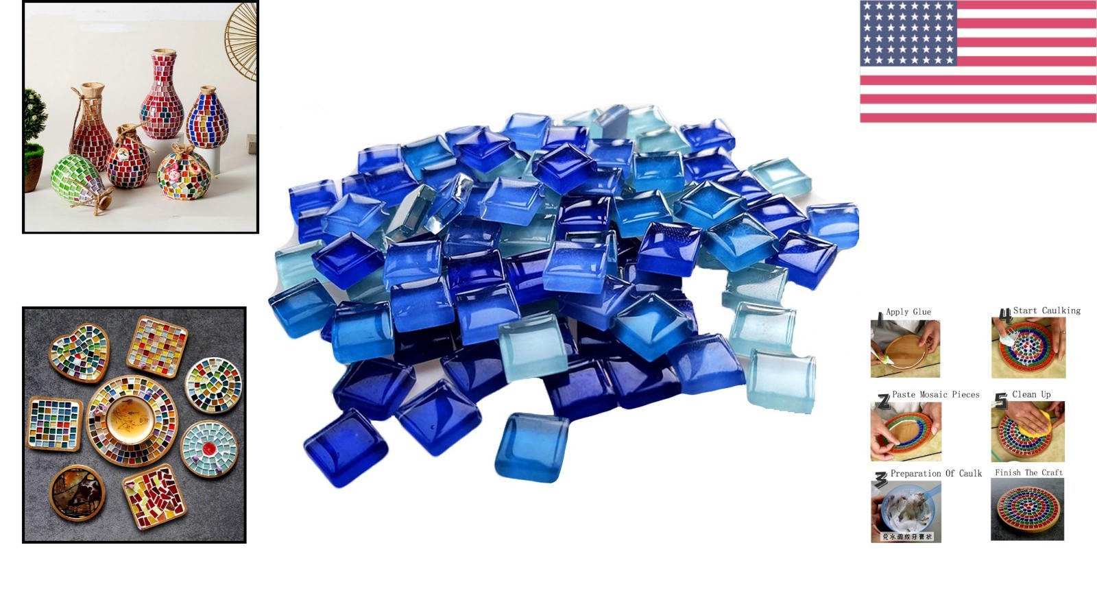 100 Assorted Opaque Mosaic Glass Tiles – Perfect for DIY Decor Projects