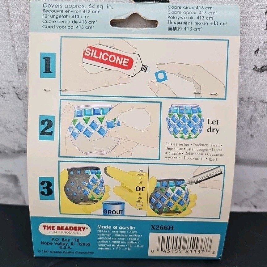 New Lot Of 8 The Beadery Clearly Mosaics Grout And Mosaic Tiles Craft Set