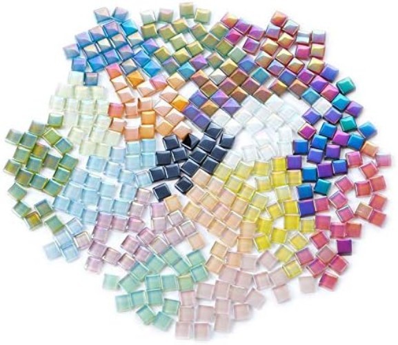 Glass Mosaic Tiles 1x1cm Sky Blue Square 200pcs for DIY Crafts Home Decoration