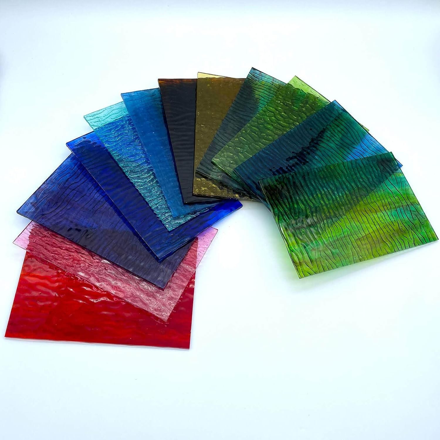 12 Sheets Textured Stained Glass Variety Pack – 4×6 Inch Art Deco Style Tiles