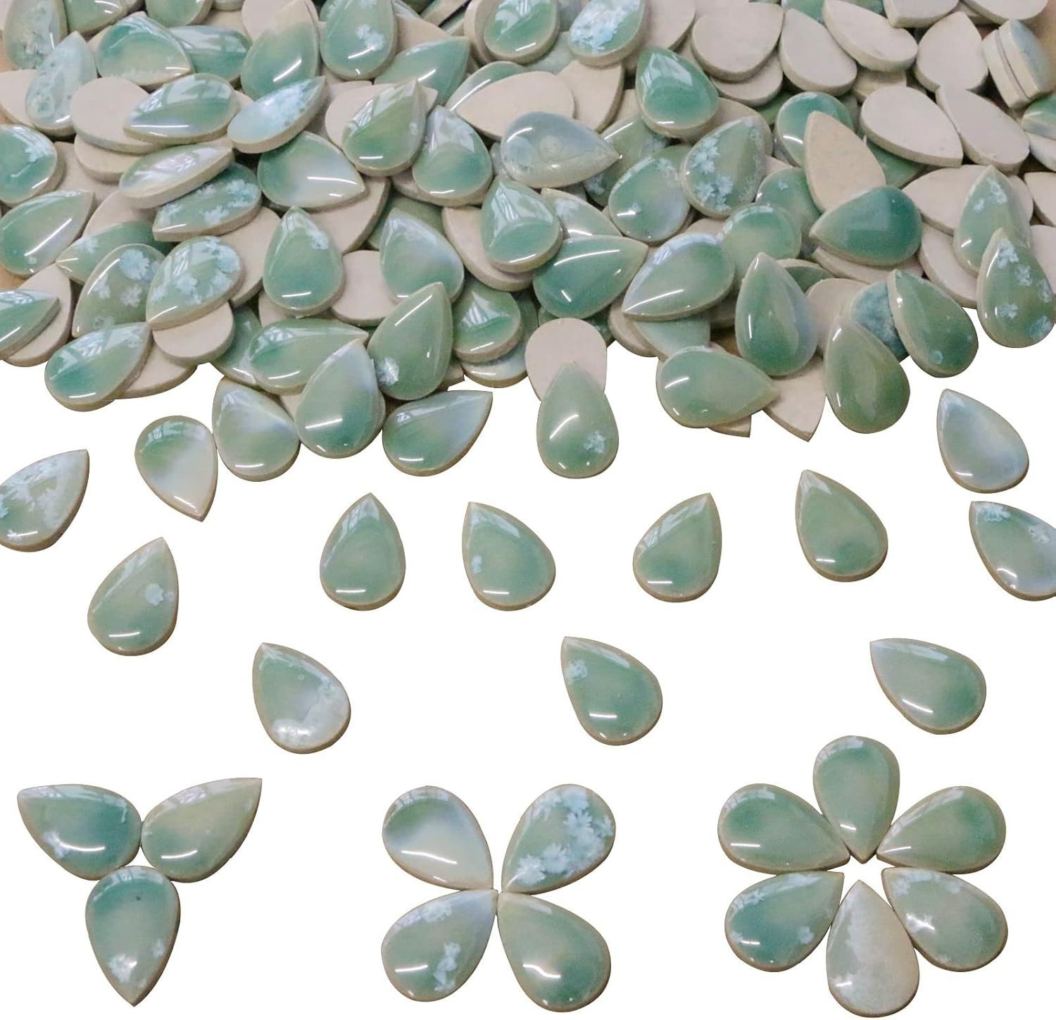 Elegant 60-Piece Art Deco Raindrop Mosaic Tiles for Creative Crafting Projects