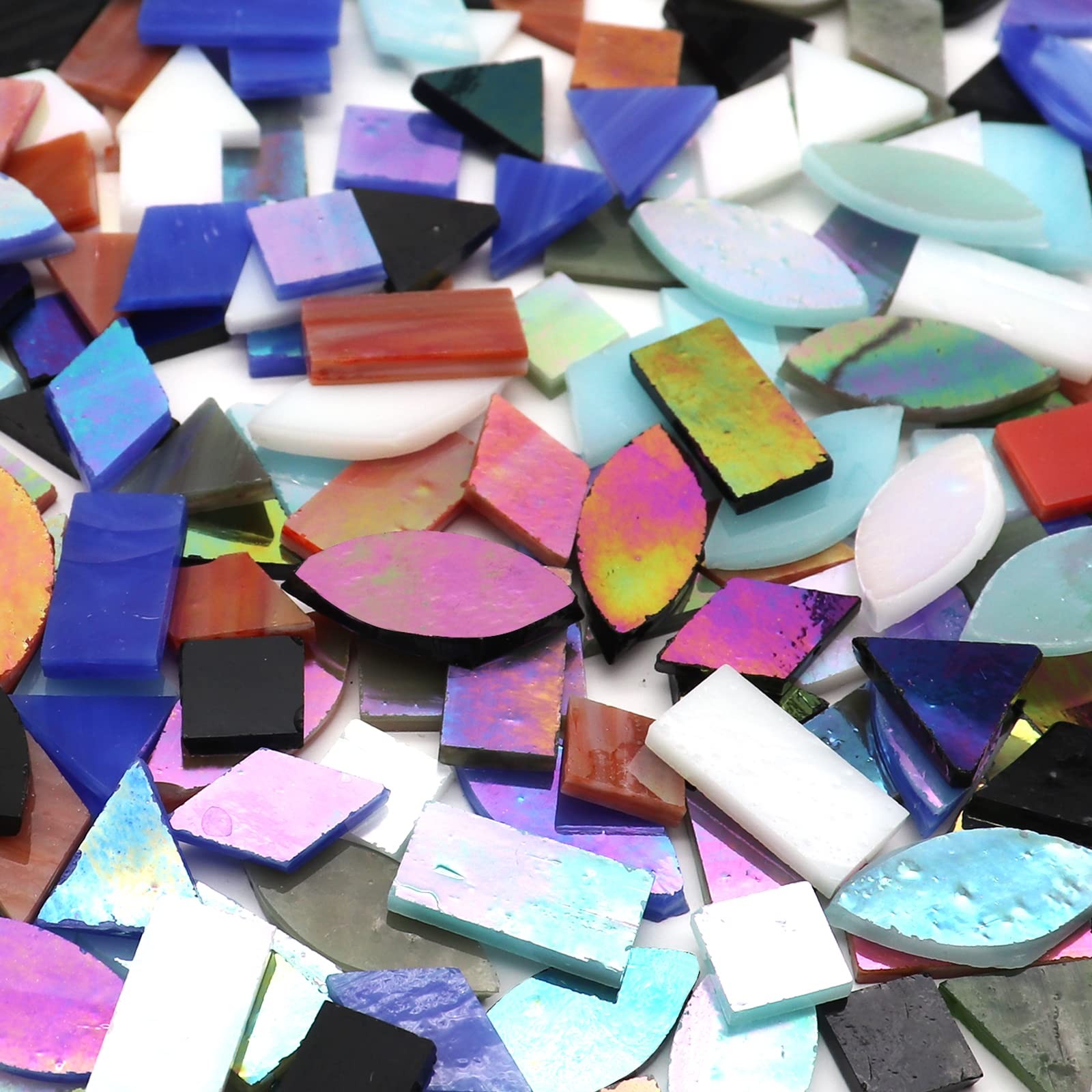 LITMIND Iridescent Glass Mosaic Tiles for 1″L x 0.47″W, Mix