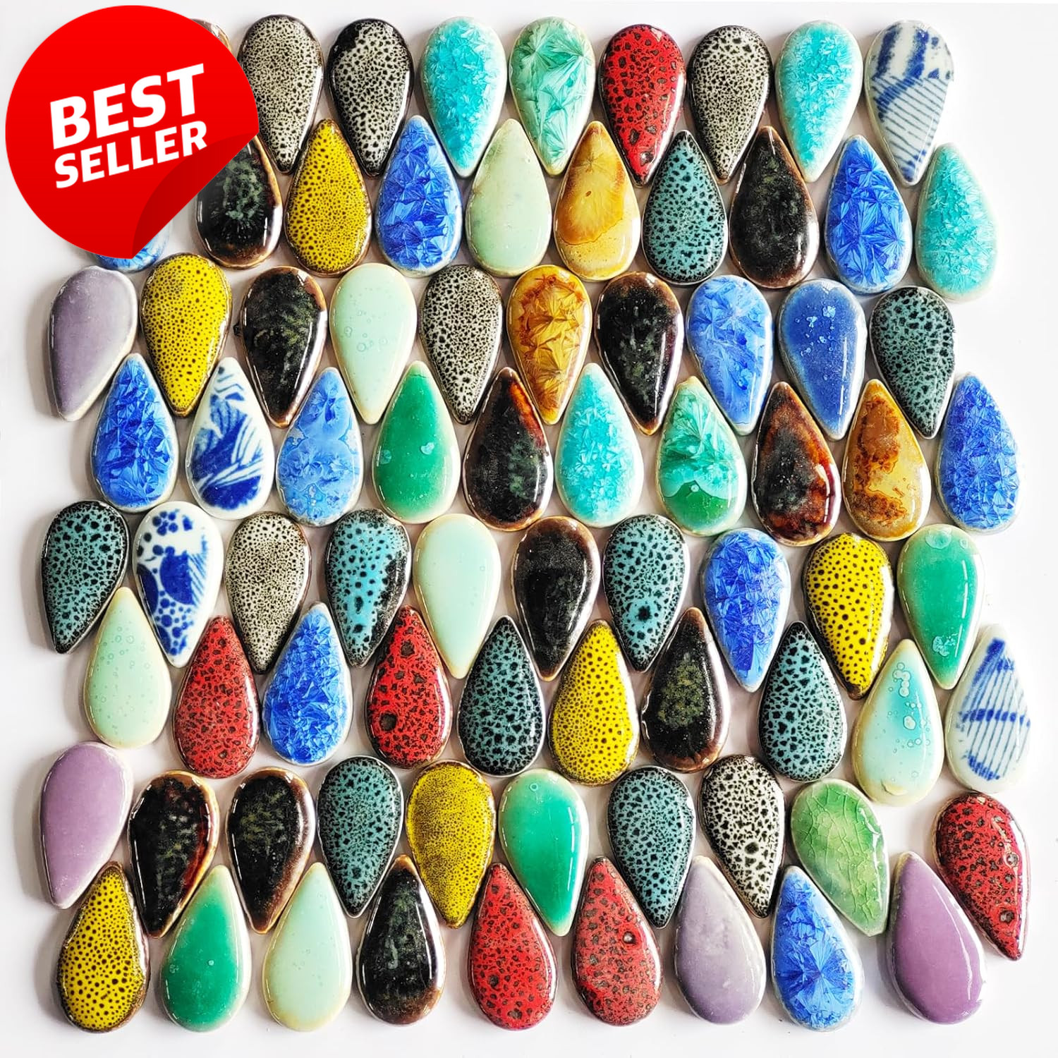 200g Ceramic Mosaic Tiles Raindrop Shape 18x28mm Random Color DIY Crafts – US