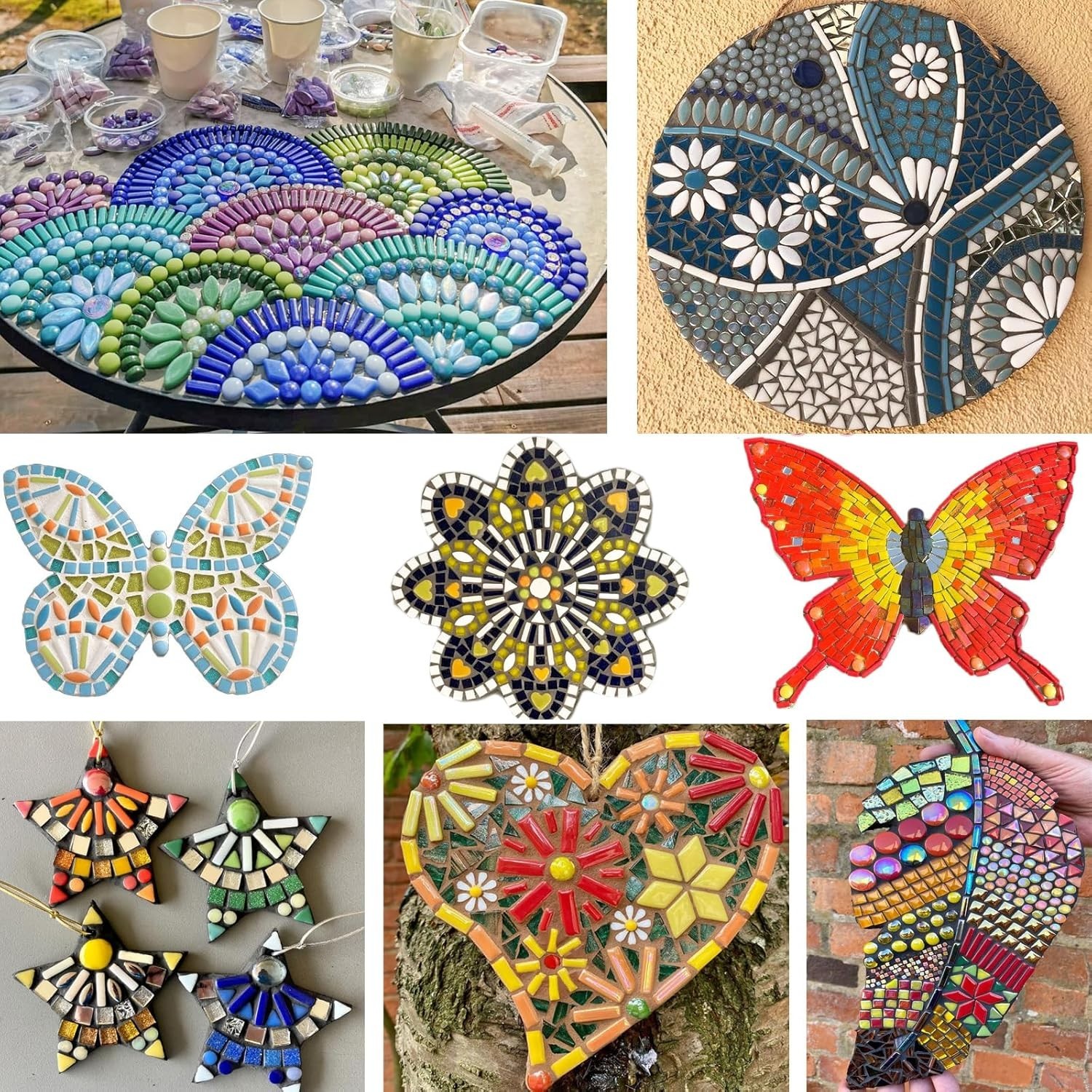Iridescent Mosaic Tiles for Crafts,200G Assorted Colors Glass Mosaic Pieces Bulk