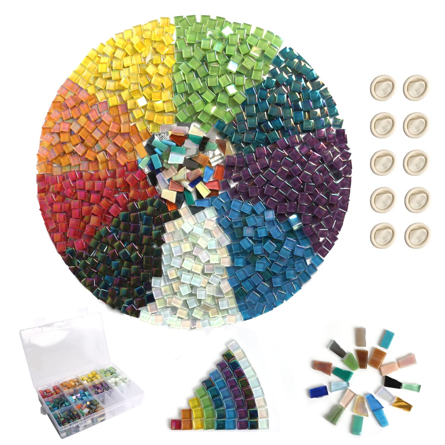 1.5lb Mosaic Tiles Assorted Iridescent Crystal Mosaic Tiles for Crafts, Glass…