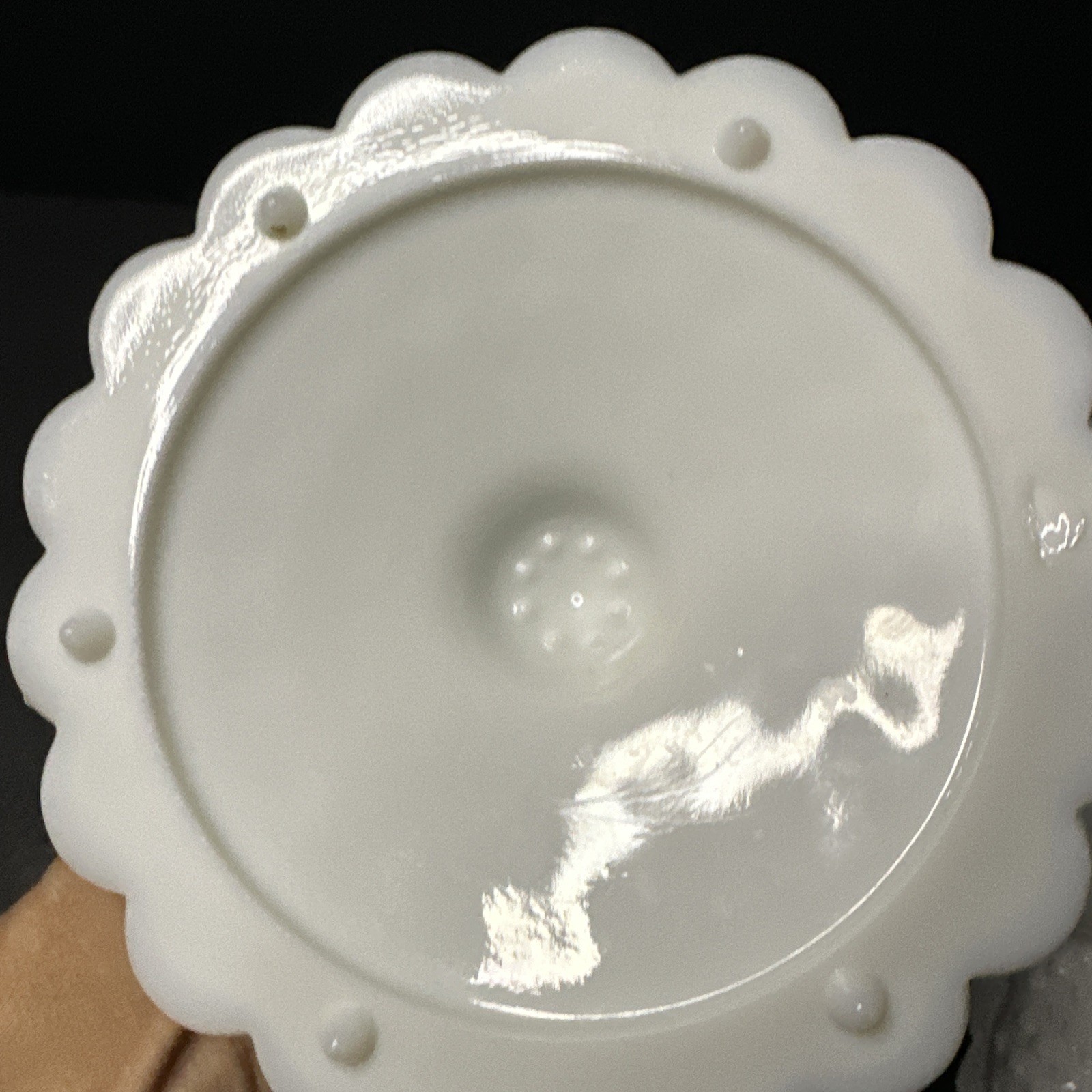 RARE set of 3 opal glass items with a hobnail pattern, manufactured by Fento#R15