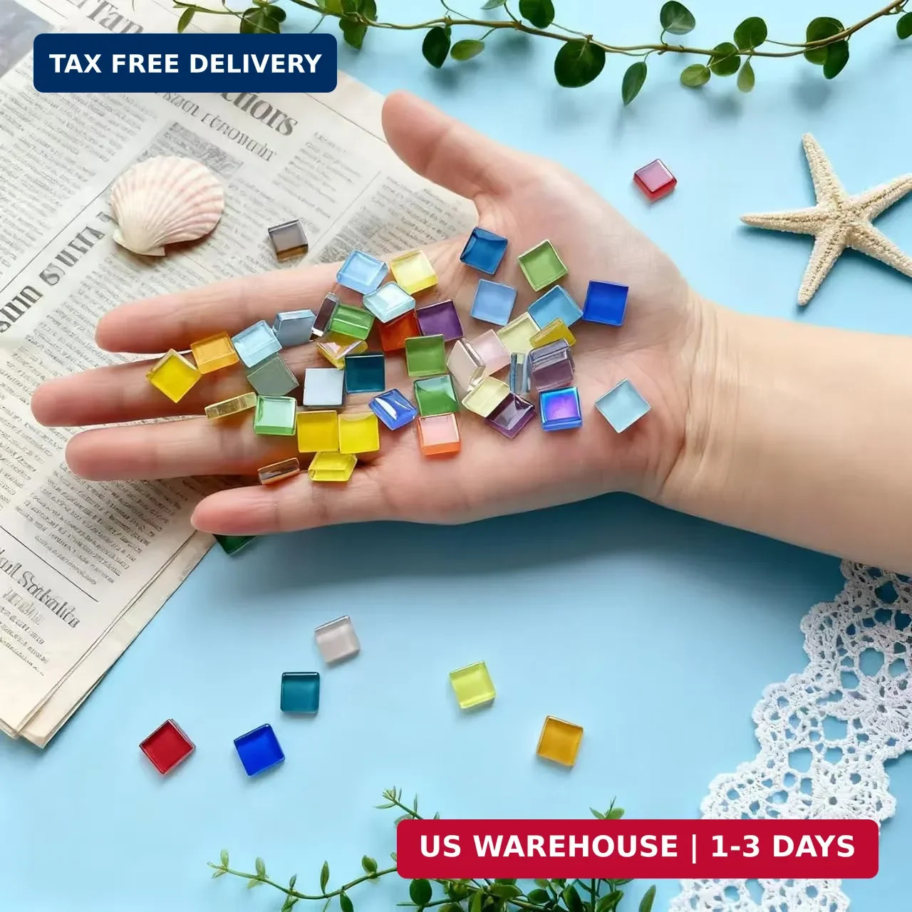 1100pcs Mixed Colors Glass Mosaic Tiles, DIY Mosaic Tiles for Crafts, 2.2lbs Cry
