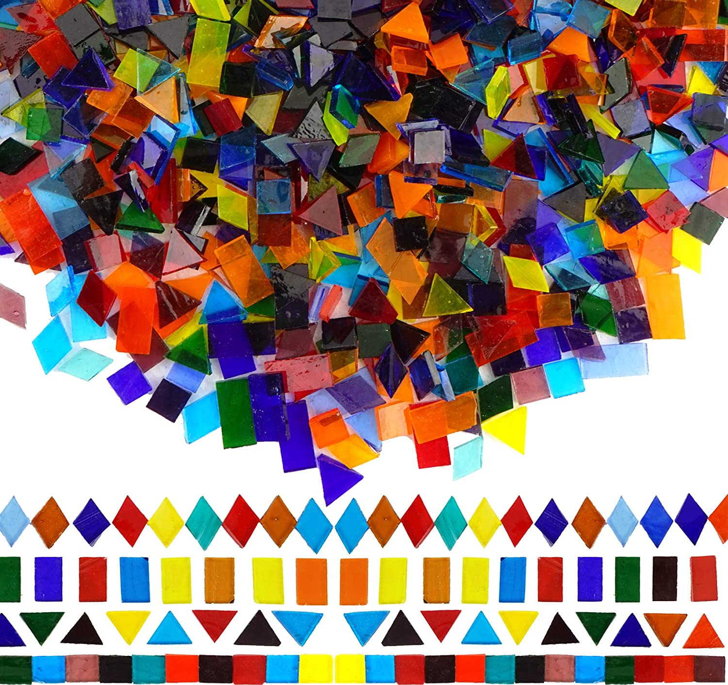 1600 Transparent Cathedral Glass Mosaic Tiles for Arts and Crafts – Mixed Color
