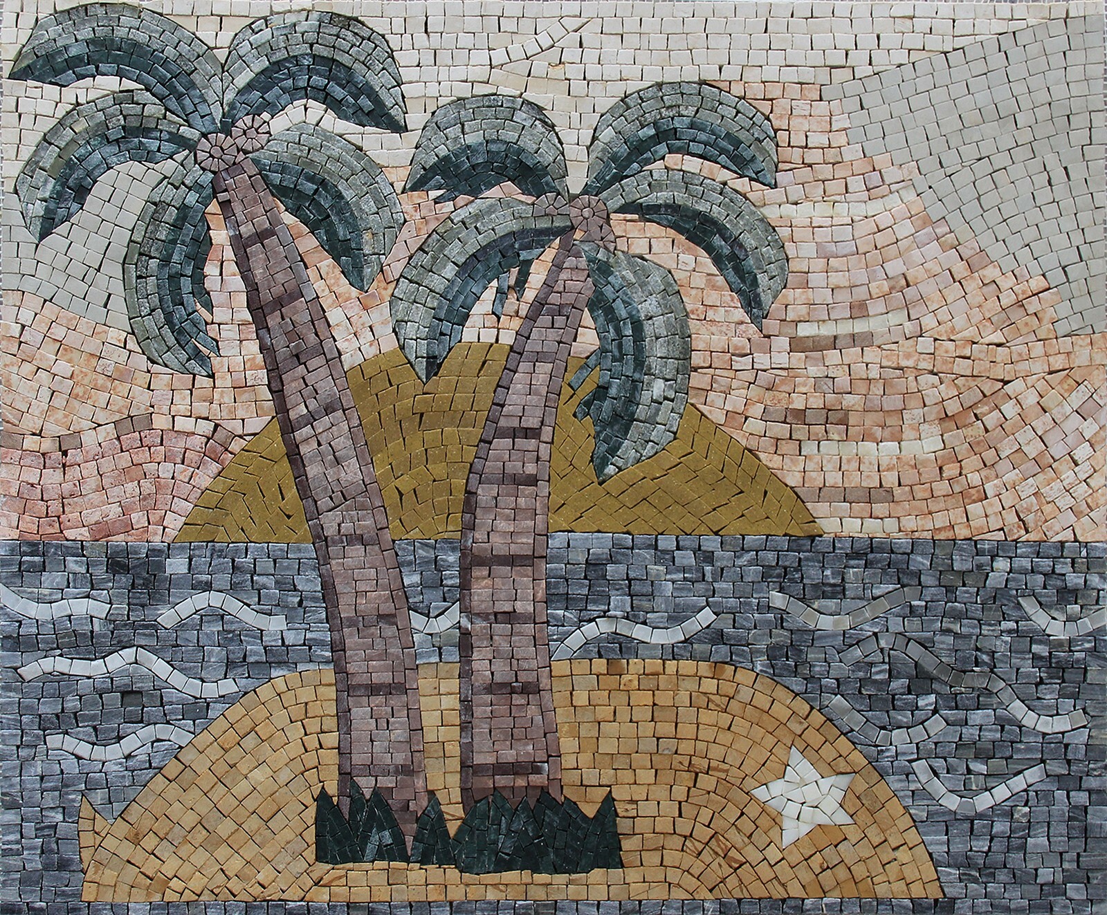 Mosaic Palm Trees Natural Marble Stone Floor and Wall Mural Tiles