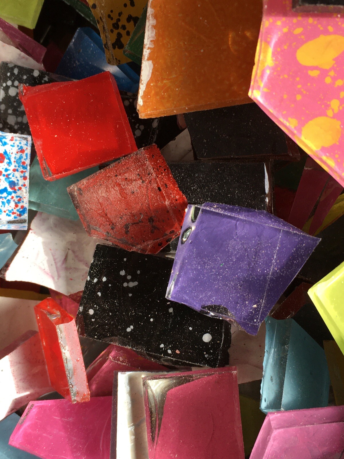 1 Lb MOSAIC GLASS TILE BLUERIVERGLASS HANDPAINTED HAND-CUT FREE-CUT MIX COLORS