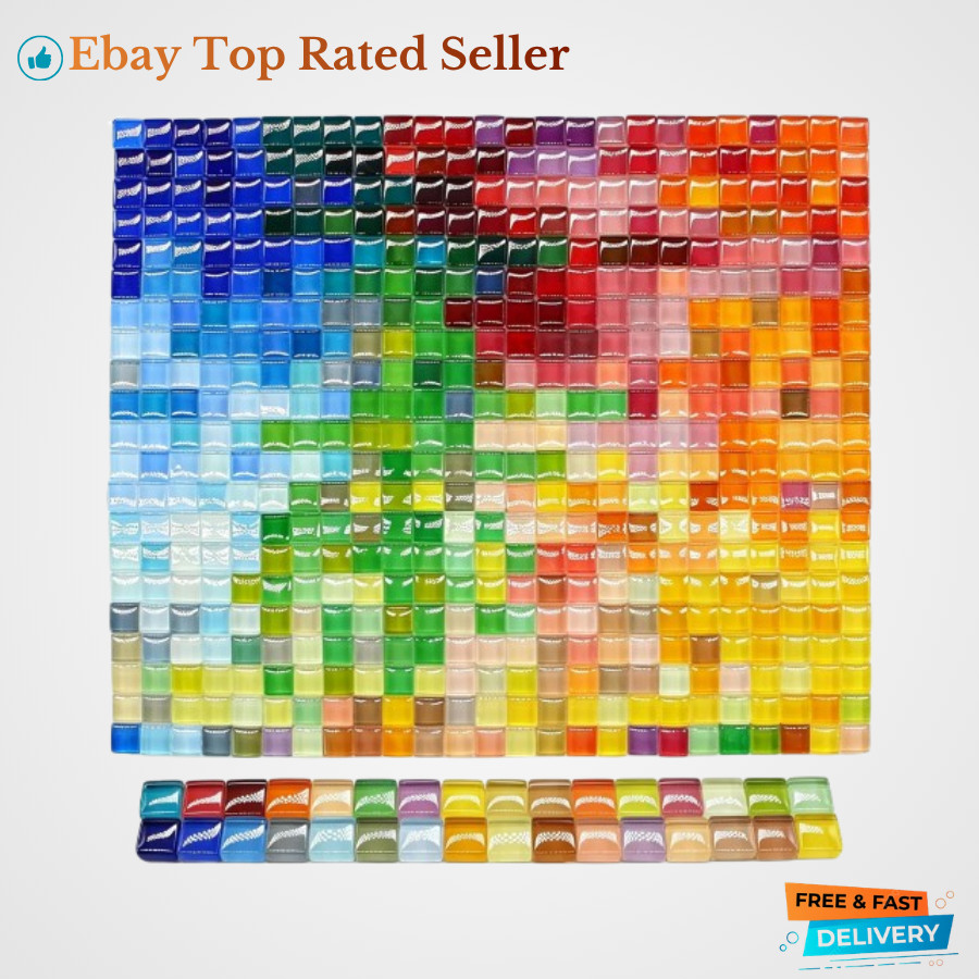 500Pcs Mixed Colors Glass Mosaic Tiles 10mm Transparent Crystal Glass Tiles Smal