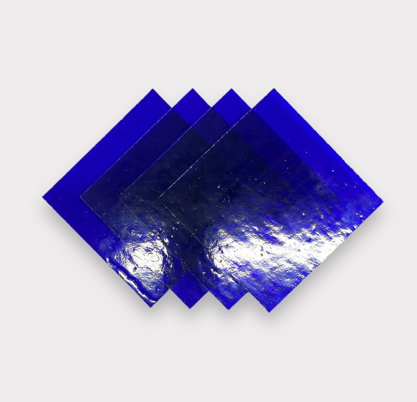 4 Pack Midnight Blue Transparent COE 96 Fusible Glass Sheets / Mosaic Squares