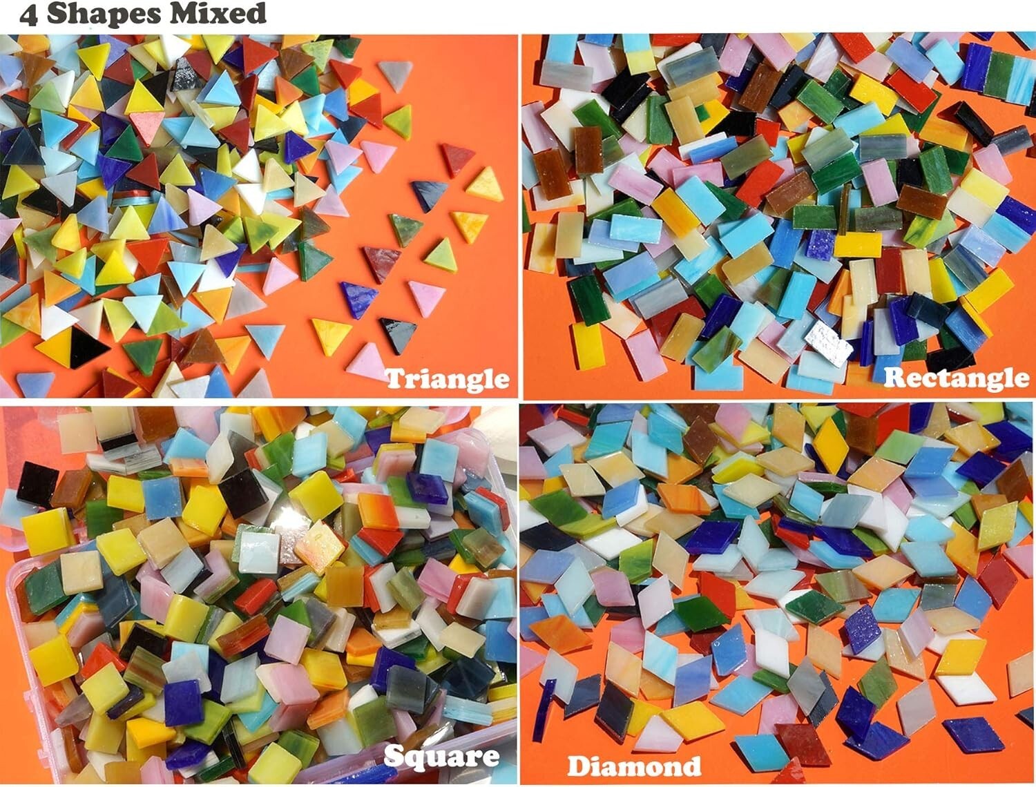 1600 Vibrant Glass Mosaic Tiles – Assorted Colors & Shapes for Stunning Crafts