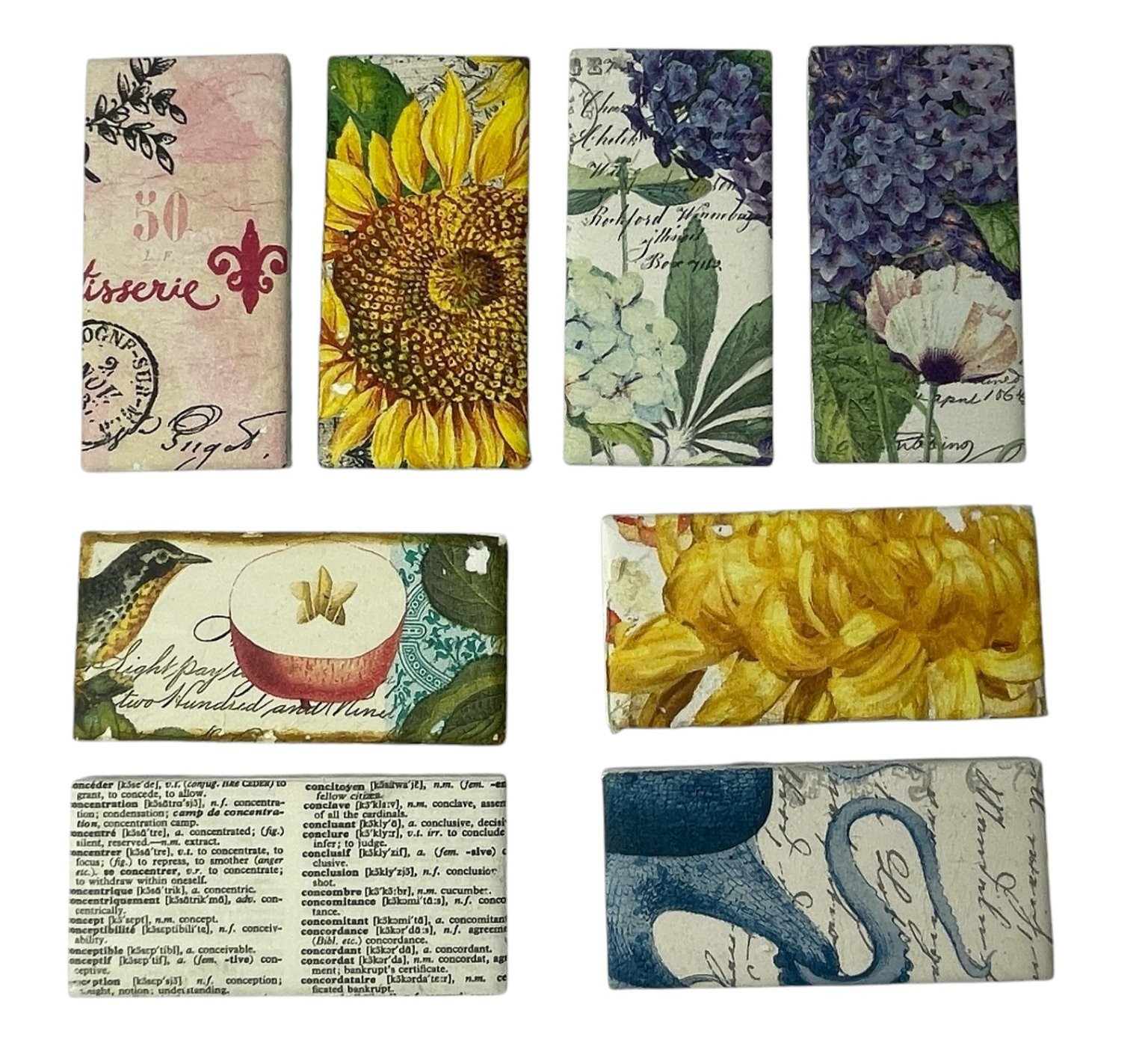 Decorative Mosaic Tiles Lot of 8 Mixed Floral Nautical Vintage Designs