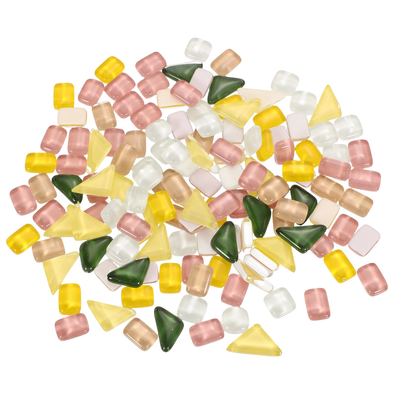 Glass Mosaic Tiles, Irregular Tiny Ceramic Mosaic Glass(Green Pink Yellow)
