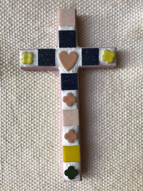 Mosaic Wall Cross Religious Art Home 8 x4.5 inches – Gift 