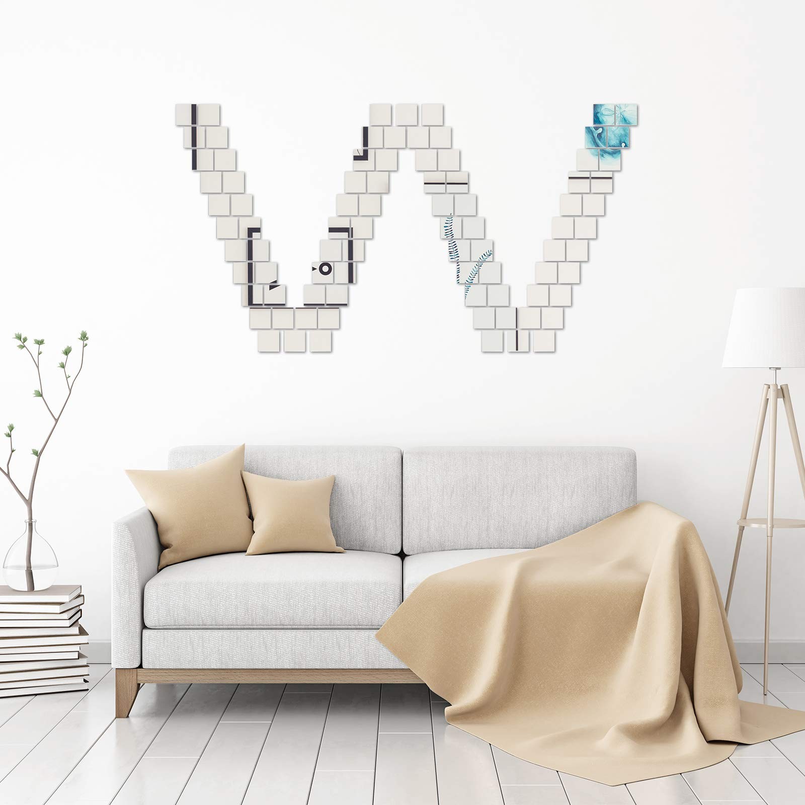 50 PCS 3×3 Inch Mini Square Mirror Adhesive Craft Tiles Home DIY Decoration