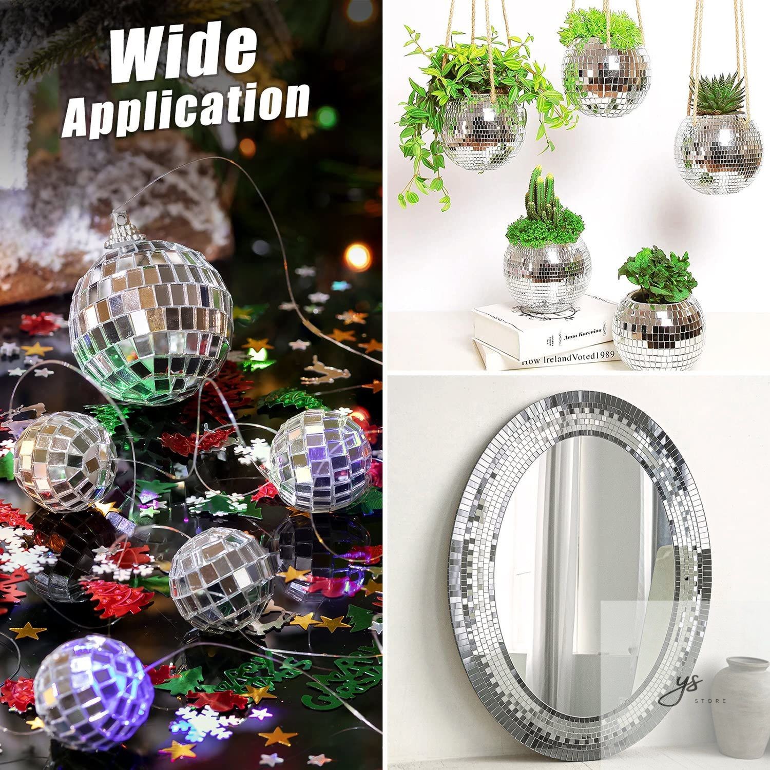 5400pcs 5x5mm Self-Adhesive Square Mirror Mosaic Tiles, 4D Disco Ball Stickers