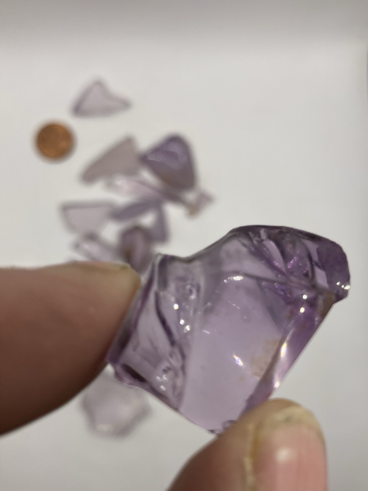 Antique Amethyst Purple Glass Shards Lot 19 Pcs Dug Nevada Ranch Dump Art